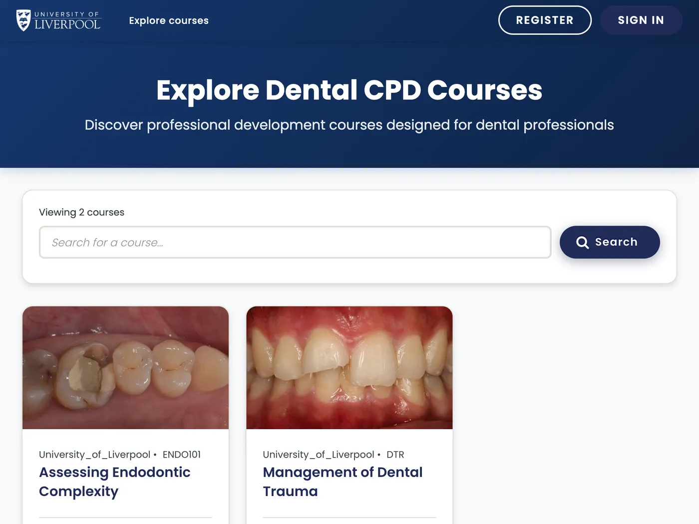 The Liverpool Dental Learning Hub course catalogue